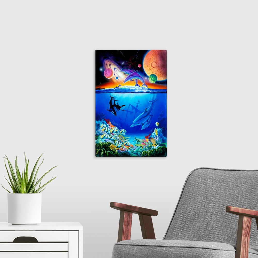 A modern room featuring Cosmic Ocean