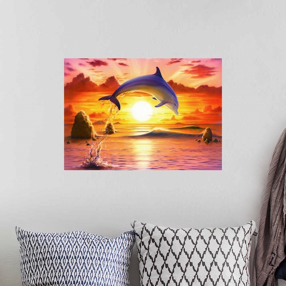 A bohemian room featuring Day Of The Dolphin - Sunset I
