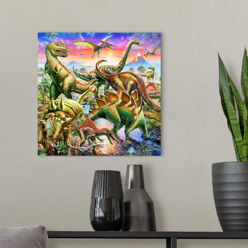 A modern room featuring Dinoscene - Square