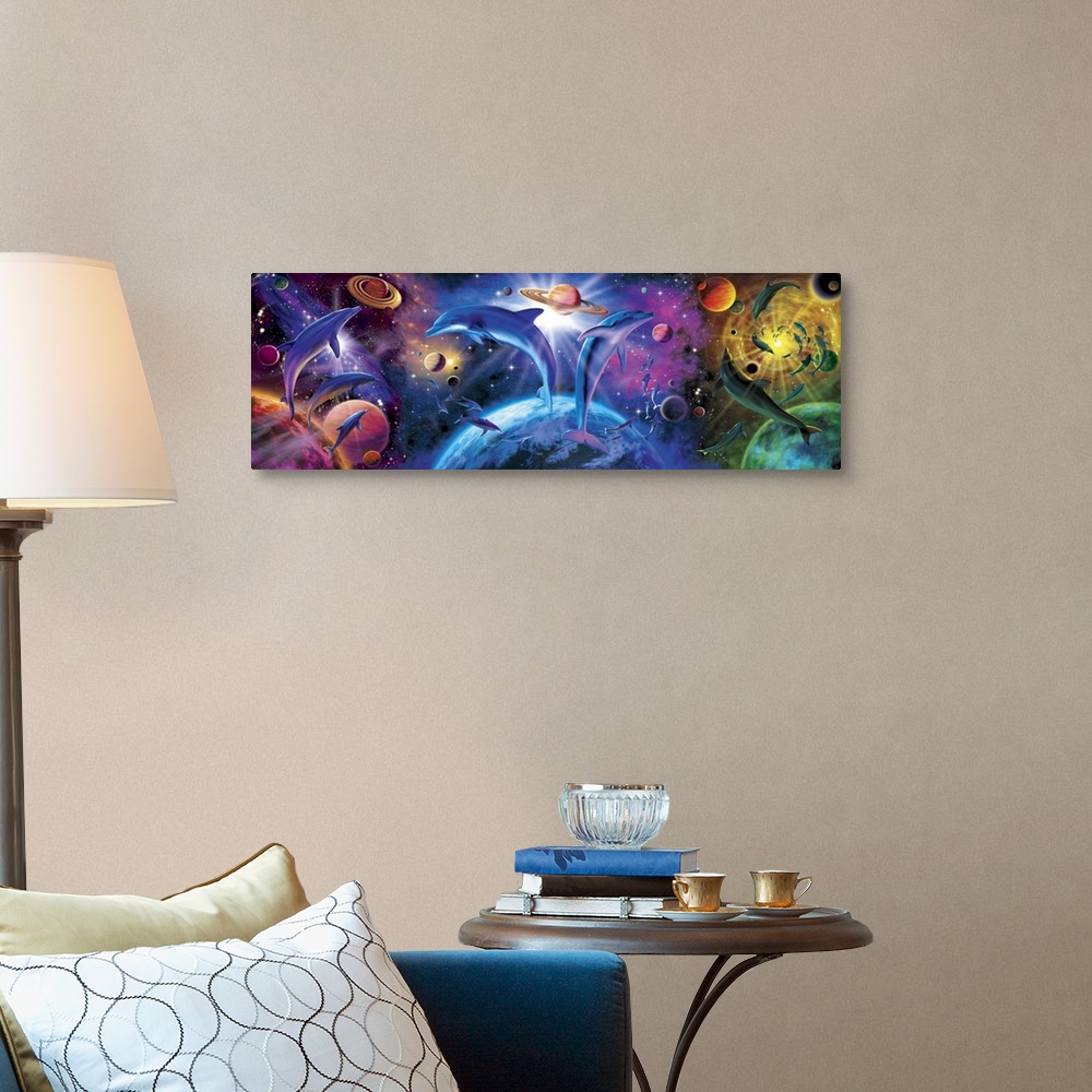 A traditional room featuring Dolphin Triptych
