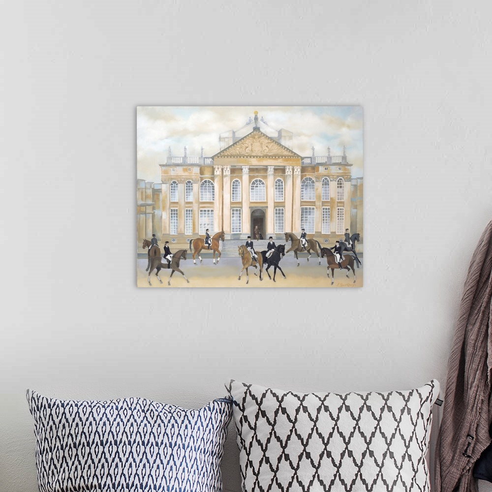 A bohemian room featuring Dressage at Blenheim Palace, oil on canvas.