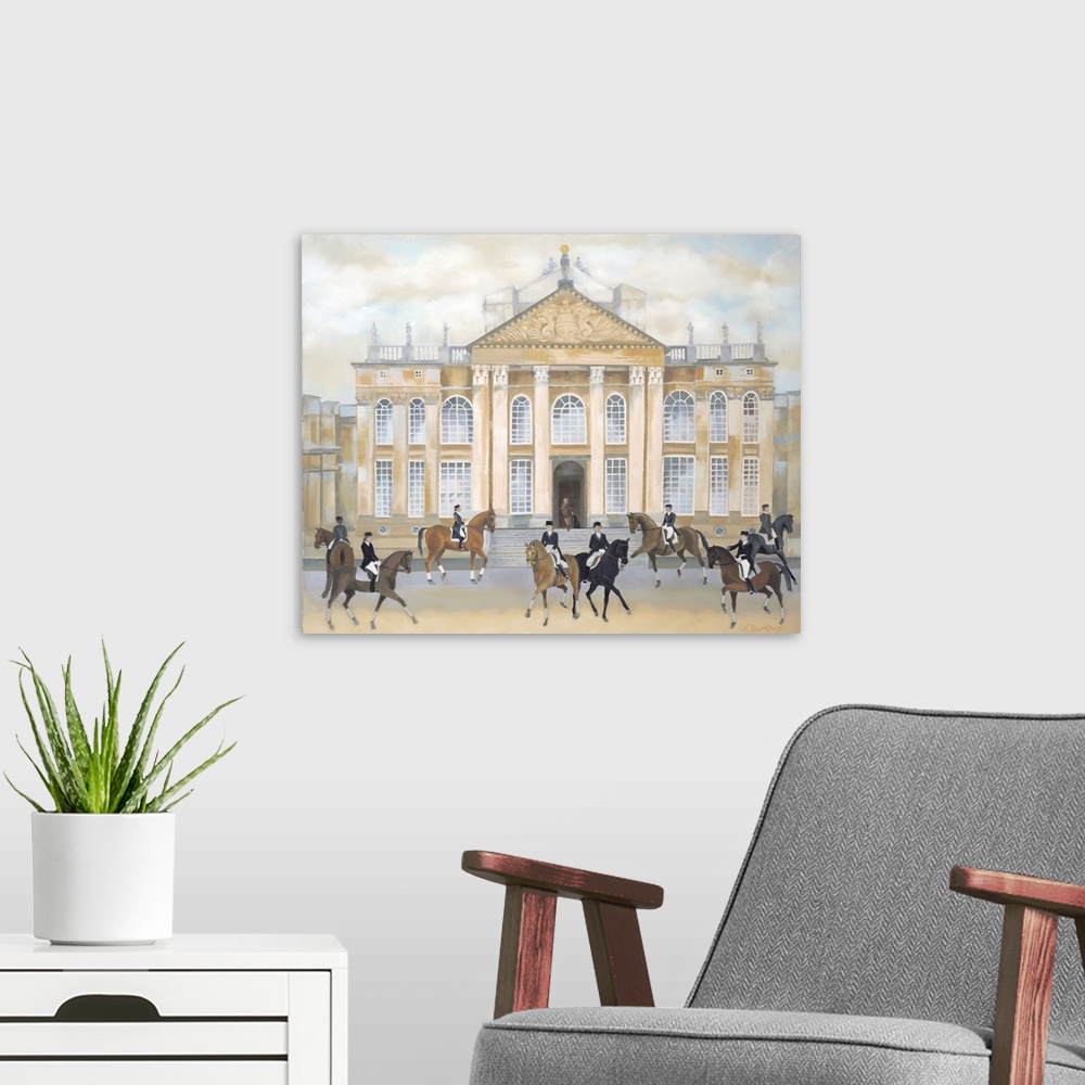A modern room featuring Dressage at Blenheim Palace, oil on canvas.