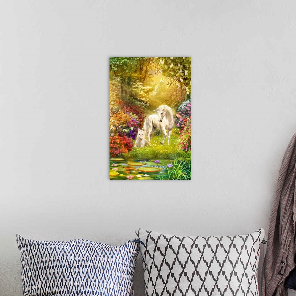 A bohemian room featuring Enchanted Garden Unicorns I