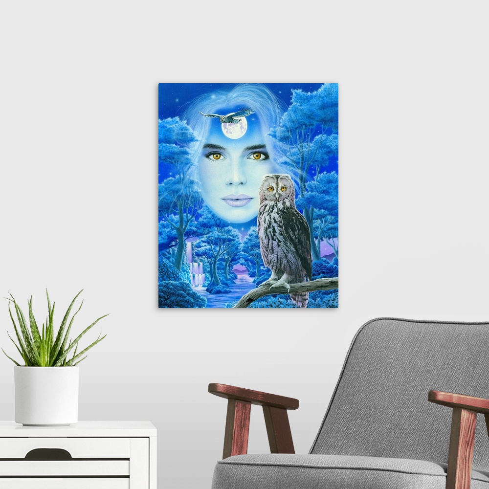 A modern room featuring Flight Of The Owls