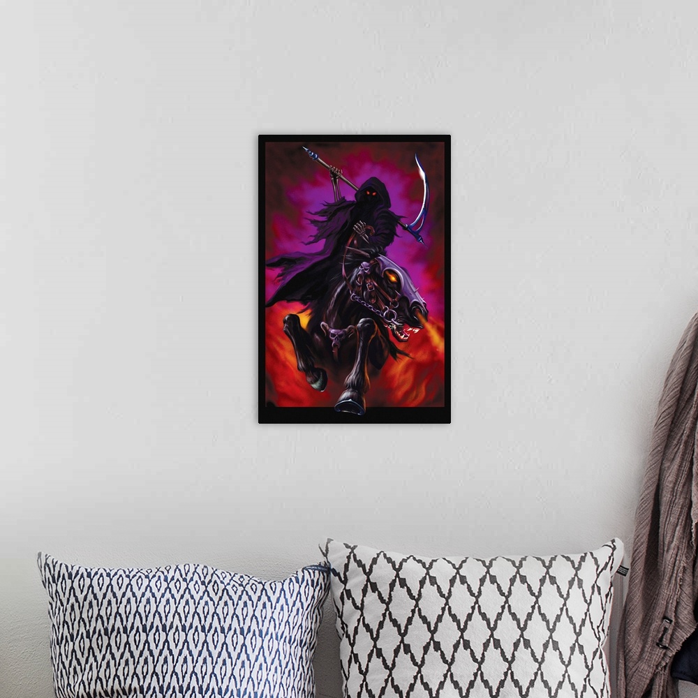 A bohemian room featuring Grim Rider