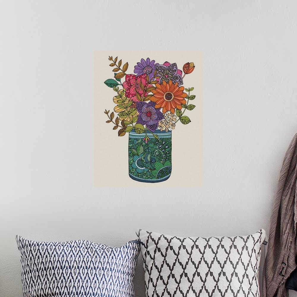 A bohemian room featuring Jar With Flowers