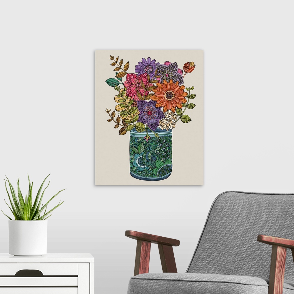A modern room featuring Jar With Flowers