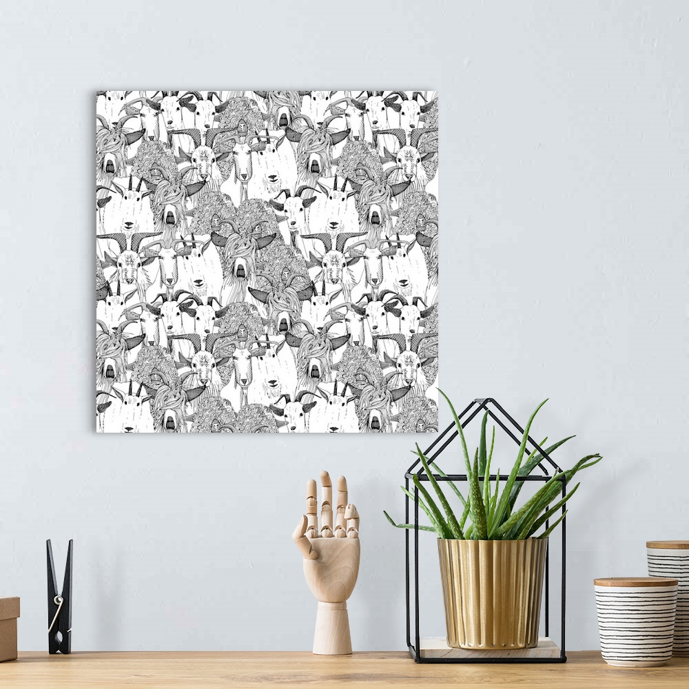 A bohemian room featuring ILLUSTRATED GOATS (ALSO AVAILABLE AS A REPEATING PATTERN)
