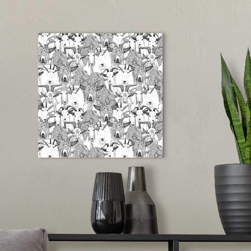 A modern room featuring ILLUSTRATED GOATS (ALSO AVAILABLE AS A REPEATING PATTERN)