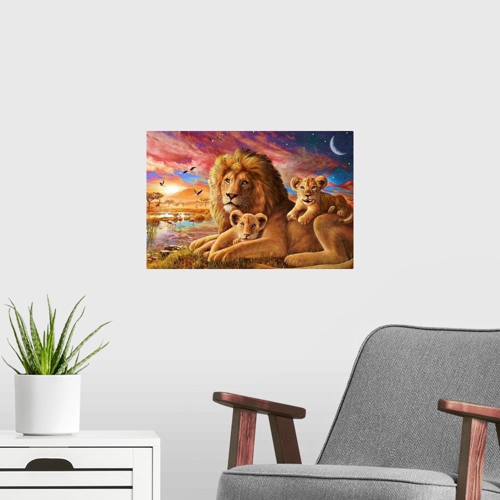 A modern room featuring Lion Sunrise