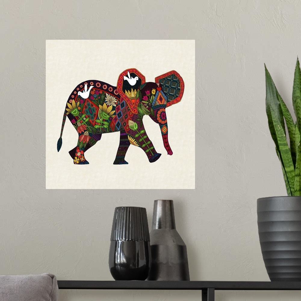 A modern room featuring ILLUSTRATED NATURE ELEPHANT