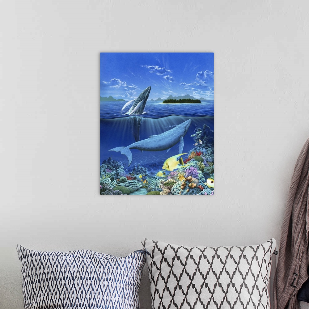 A bohemian room featuring Living Ocean - Whales