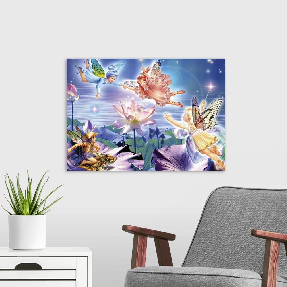 A modern room featuring Magic Water Lily
