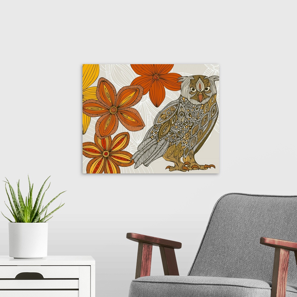 A modern room featuring Matt The Owl