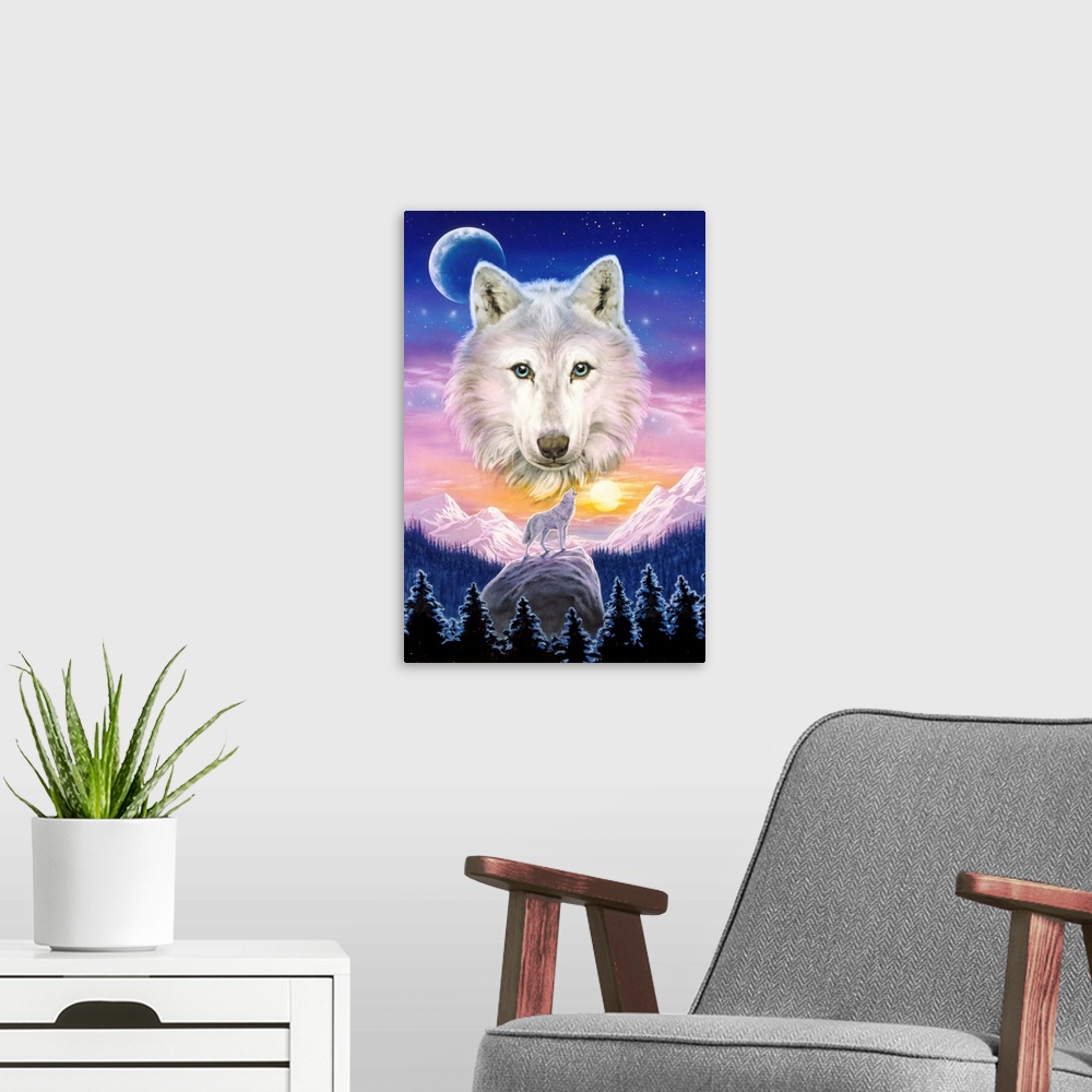 A modern room featuring Mountain Wolf