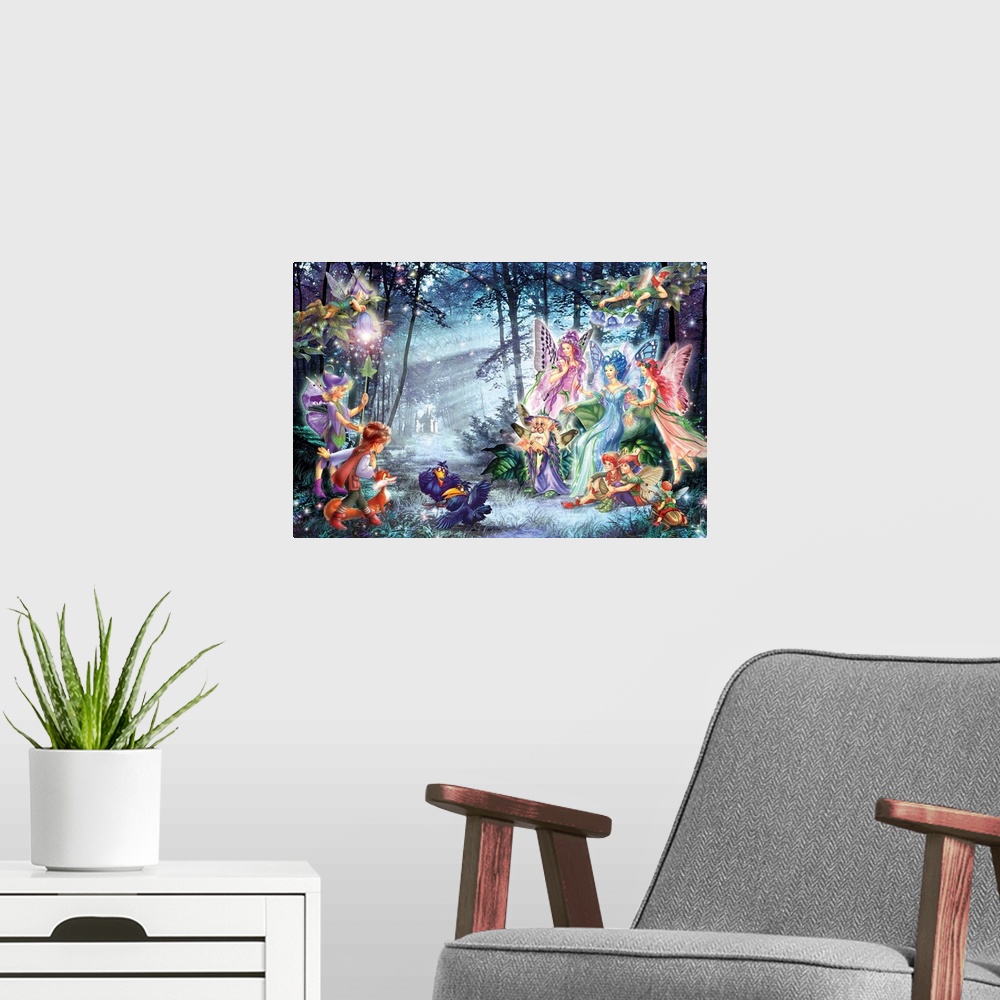 A modern room featuring Mystical Meeting