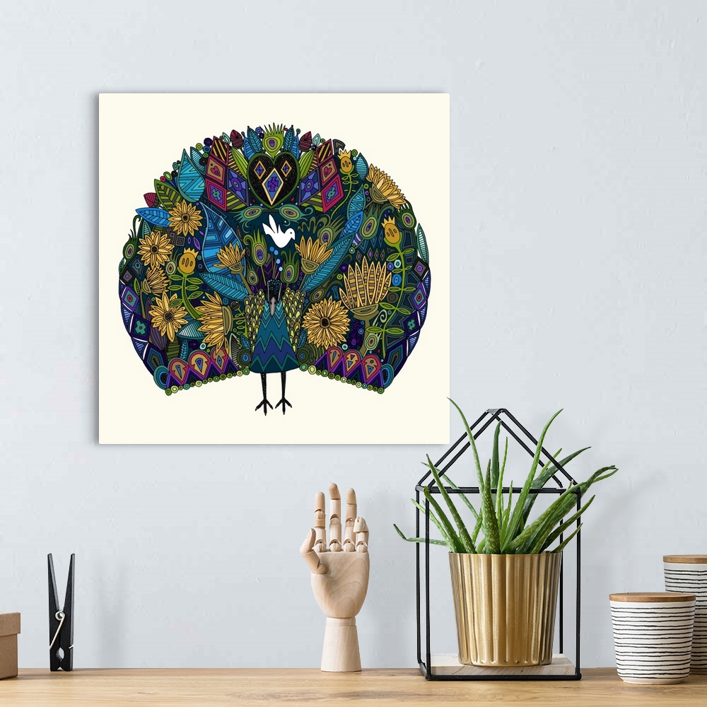 A bohemian room featuring NATURE PEACOCK