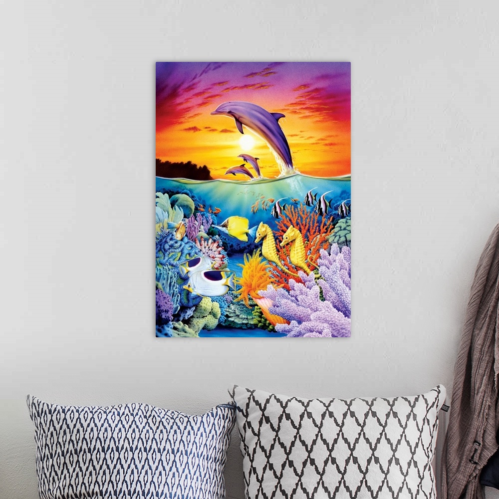 A bohemian room featuring Seahorse Dolphins