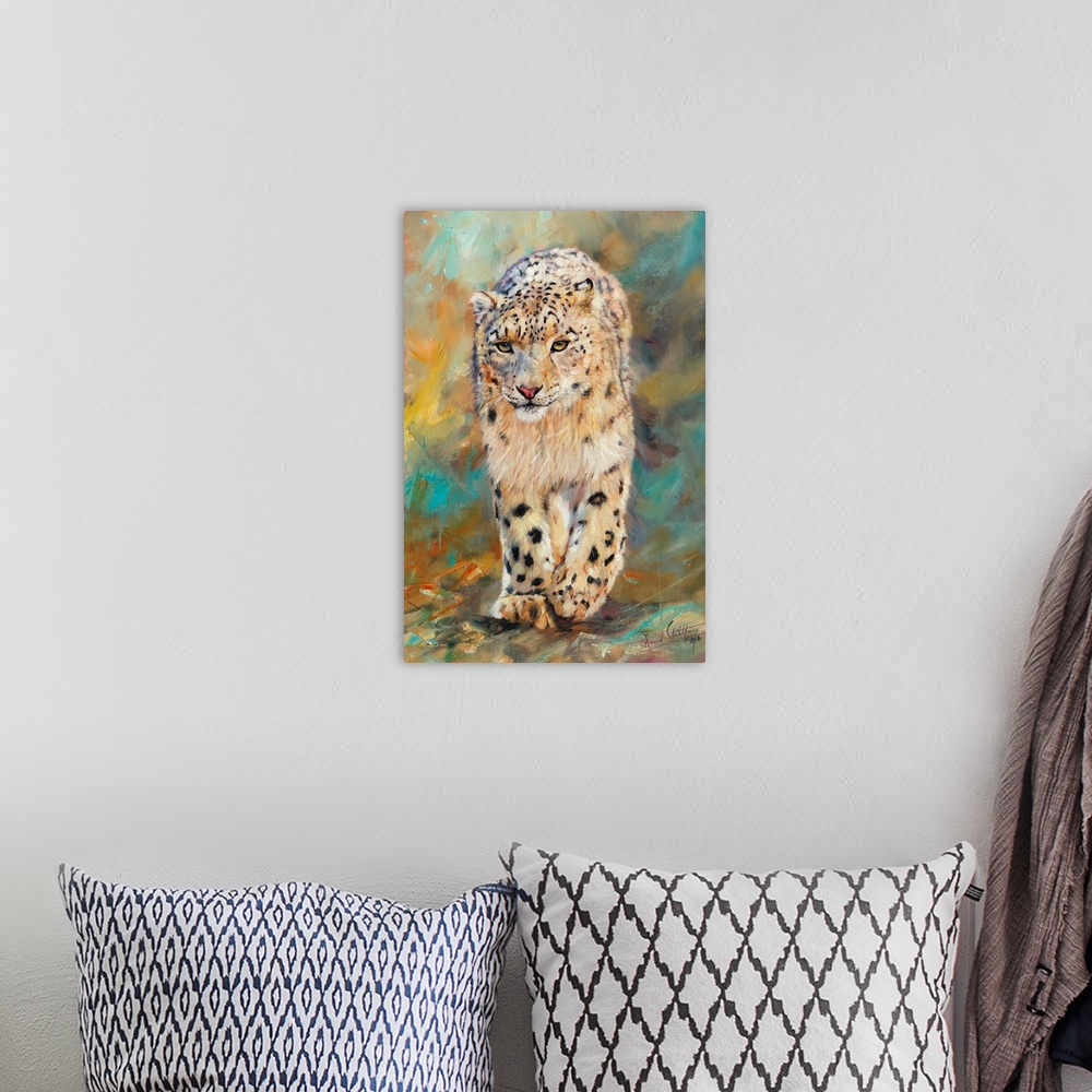 A bohemian room featuring Snow Leopard. Oil on canvas.