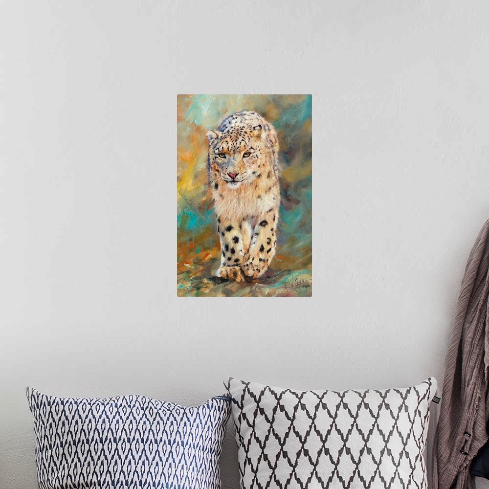 A bohemian room featuring Snow Leopard. Oil on canvas.