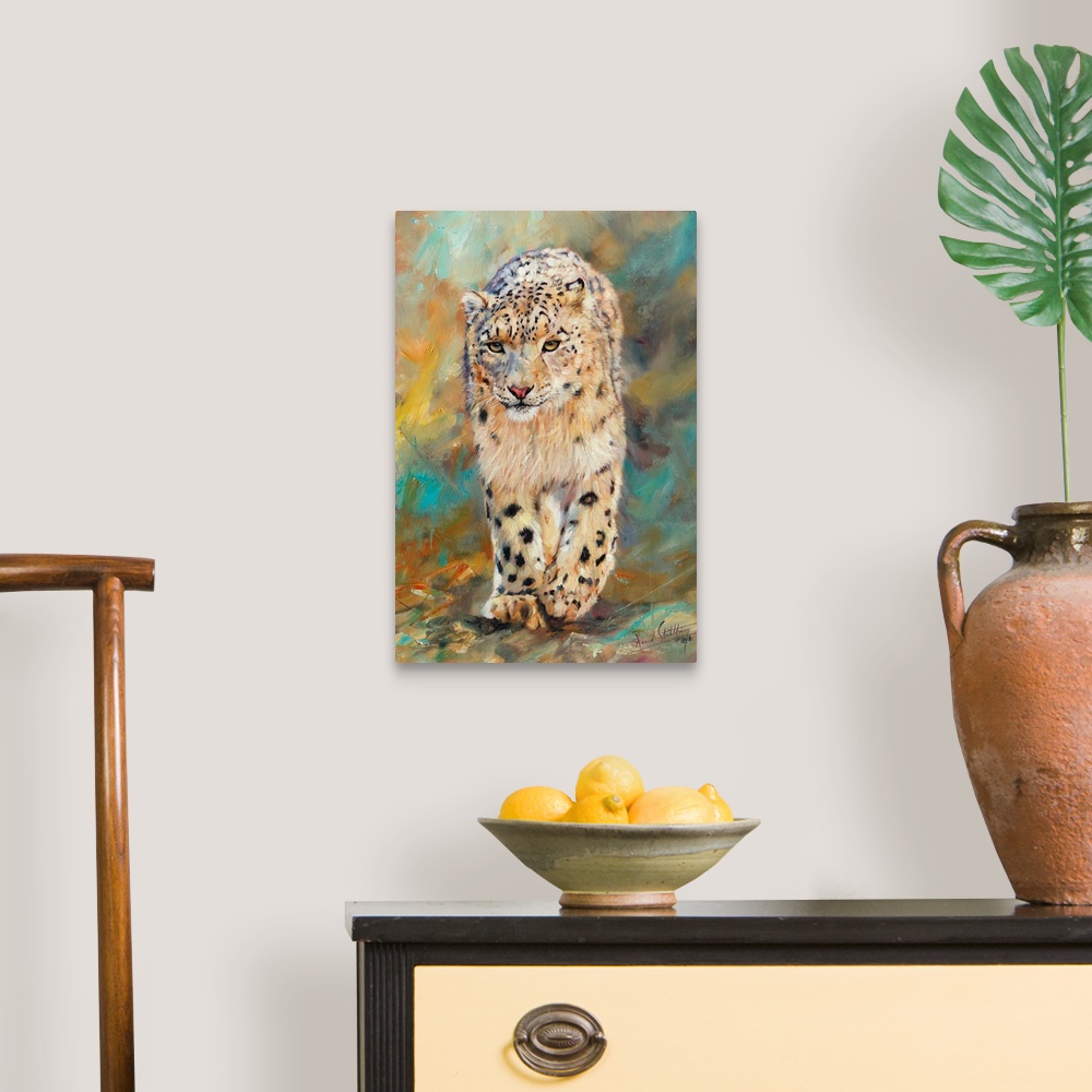 A traditional room featuring Snow Leopard. Oil on canvas.