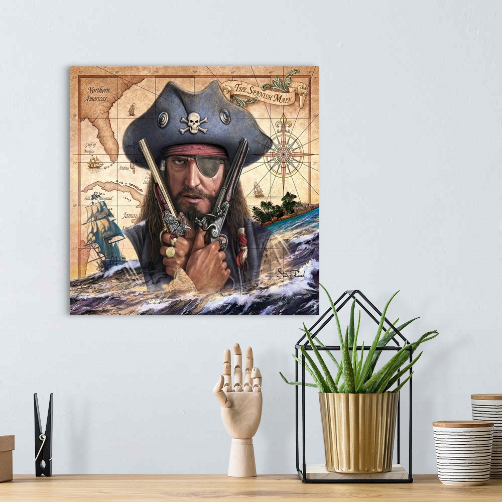 A bohemian room featuring Spanish Main Pirate