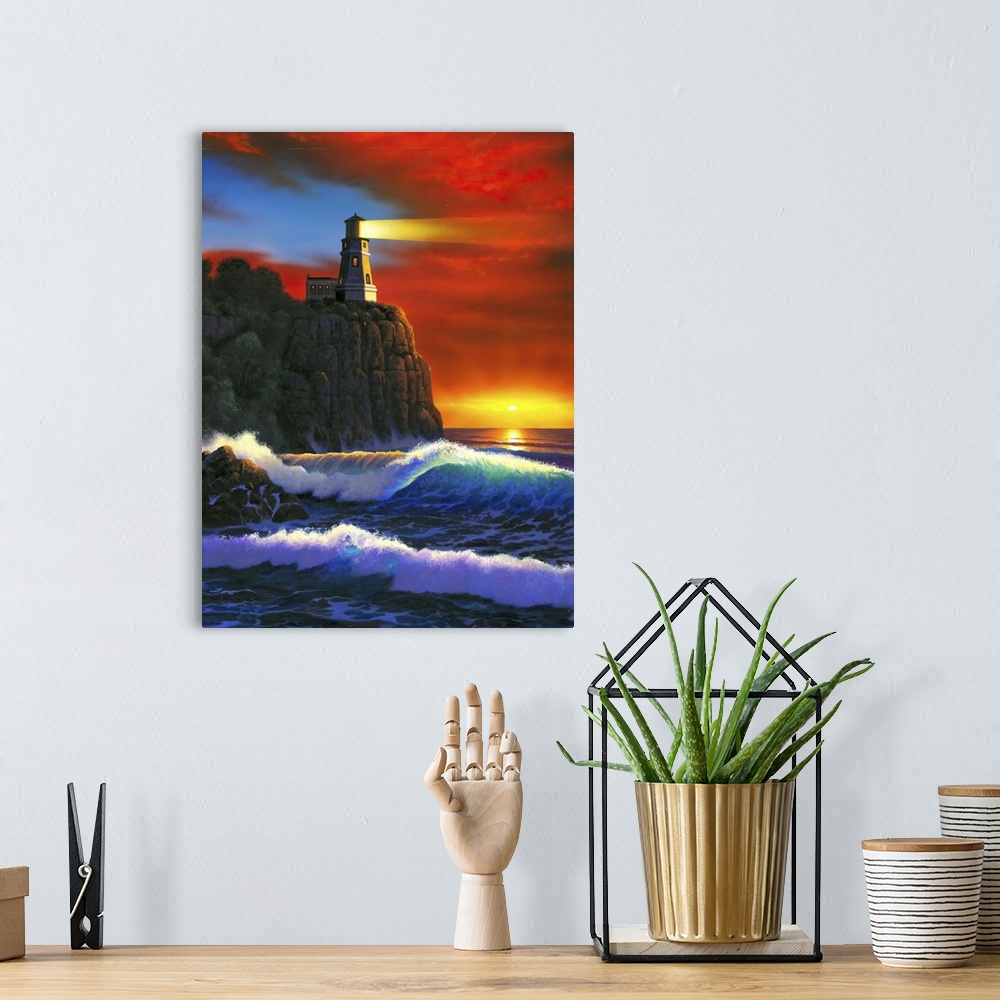 A bohemian room featuring Split Rock Lighthouse