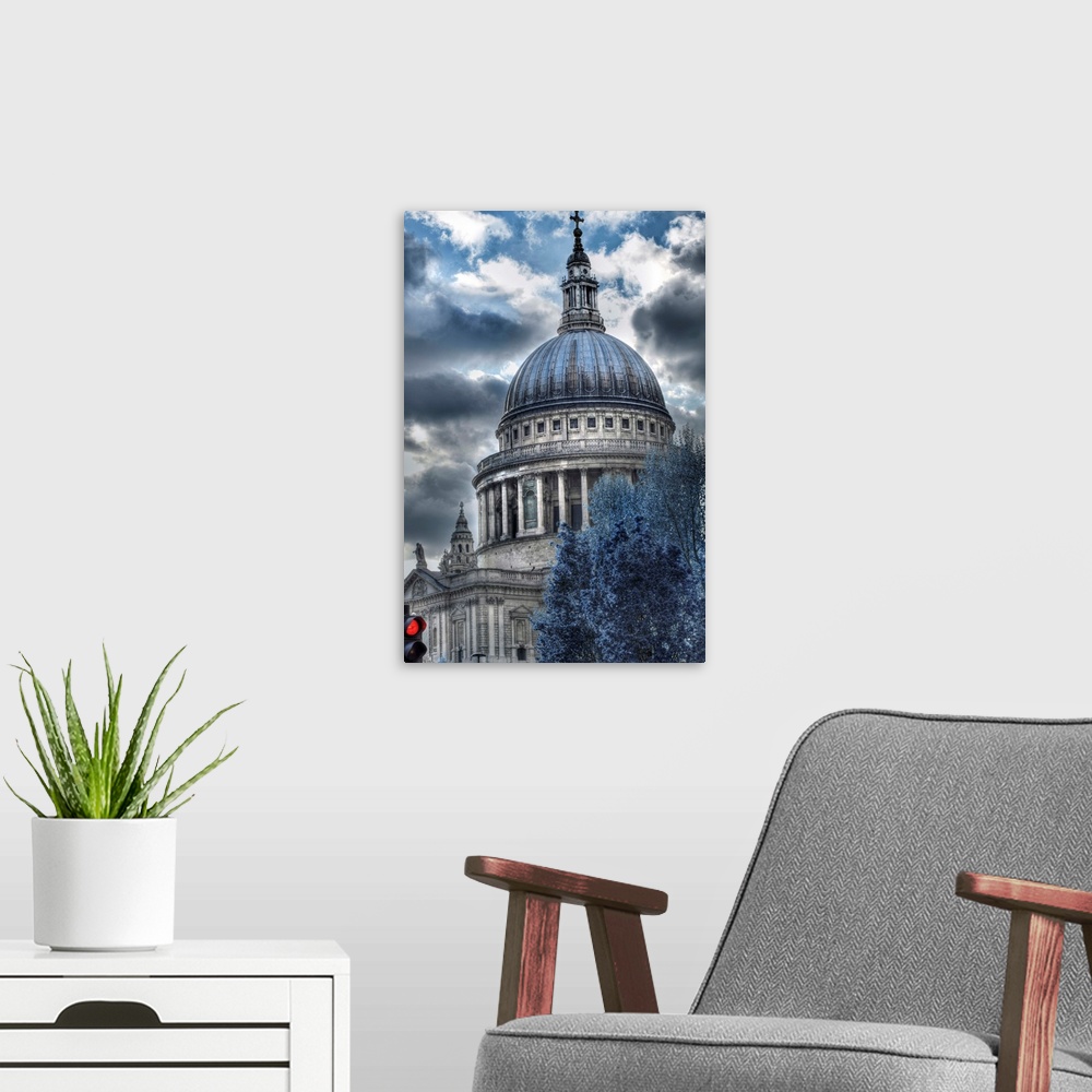 A modern room featuring St Paul's Cathedral