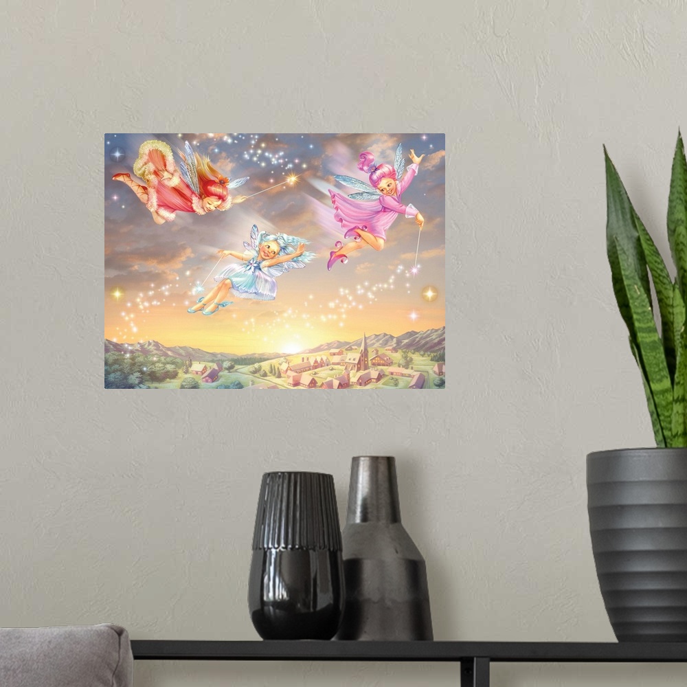 A modern room featuring Sunset Fairies