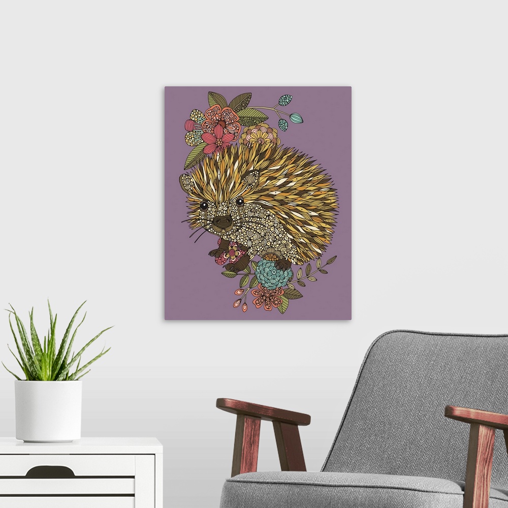 A modern room featuring The Hedgehog