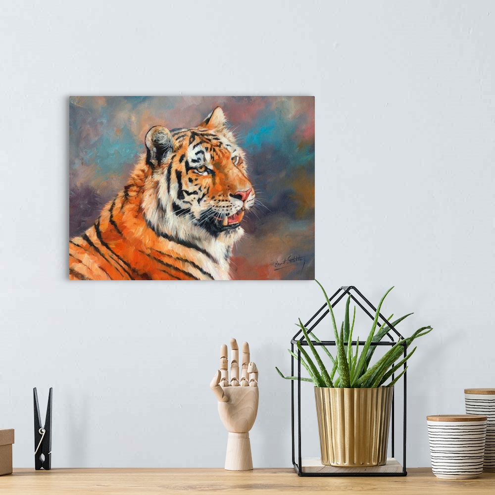 A bohemian room featuring Amur Tiger, oil on canvas