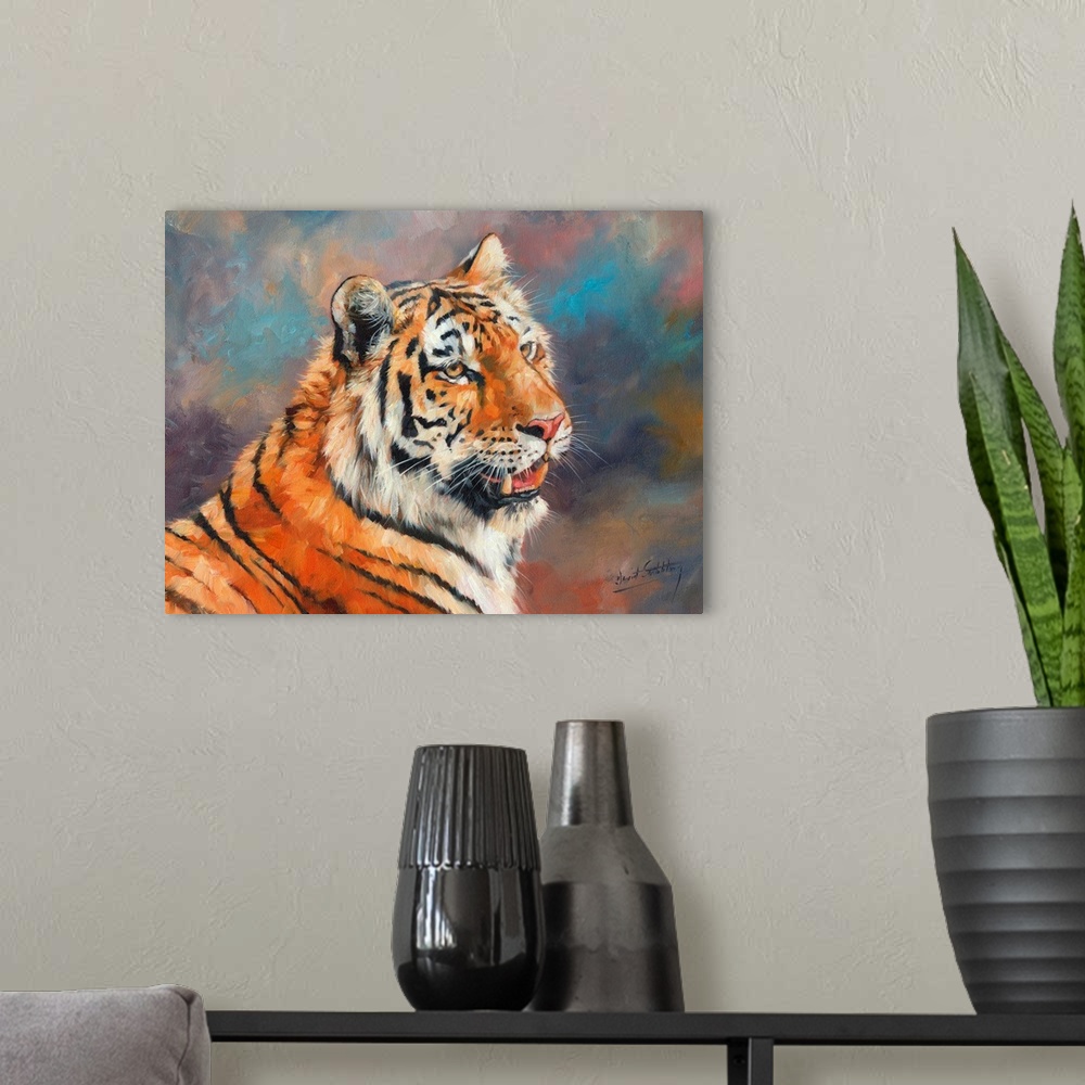 A modern room featuring Amur Tiger, oil on canvas