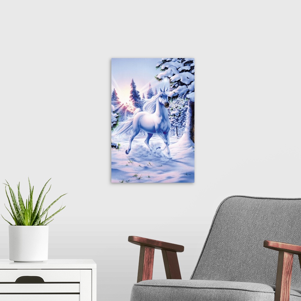 A modern room featuring Unicorn Of The North