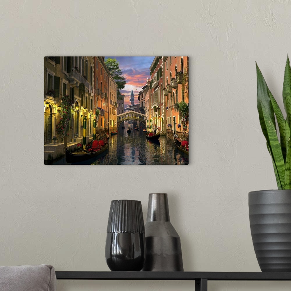 A modern room featuring Venice At Dusk I