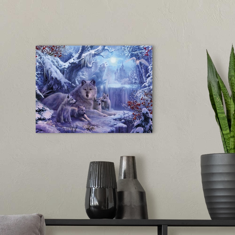 A modern room featuring Winter Wolves