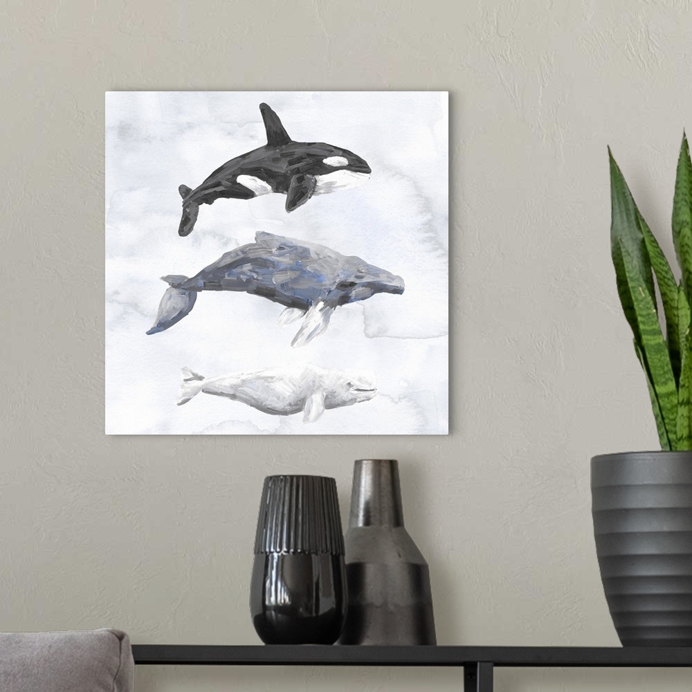 A modern room featuring 3 Whales 1