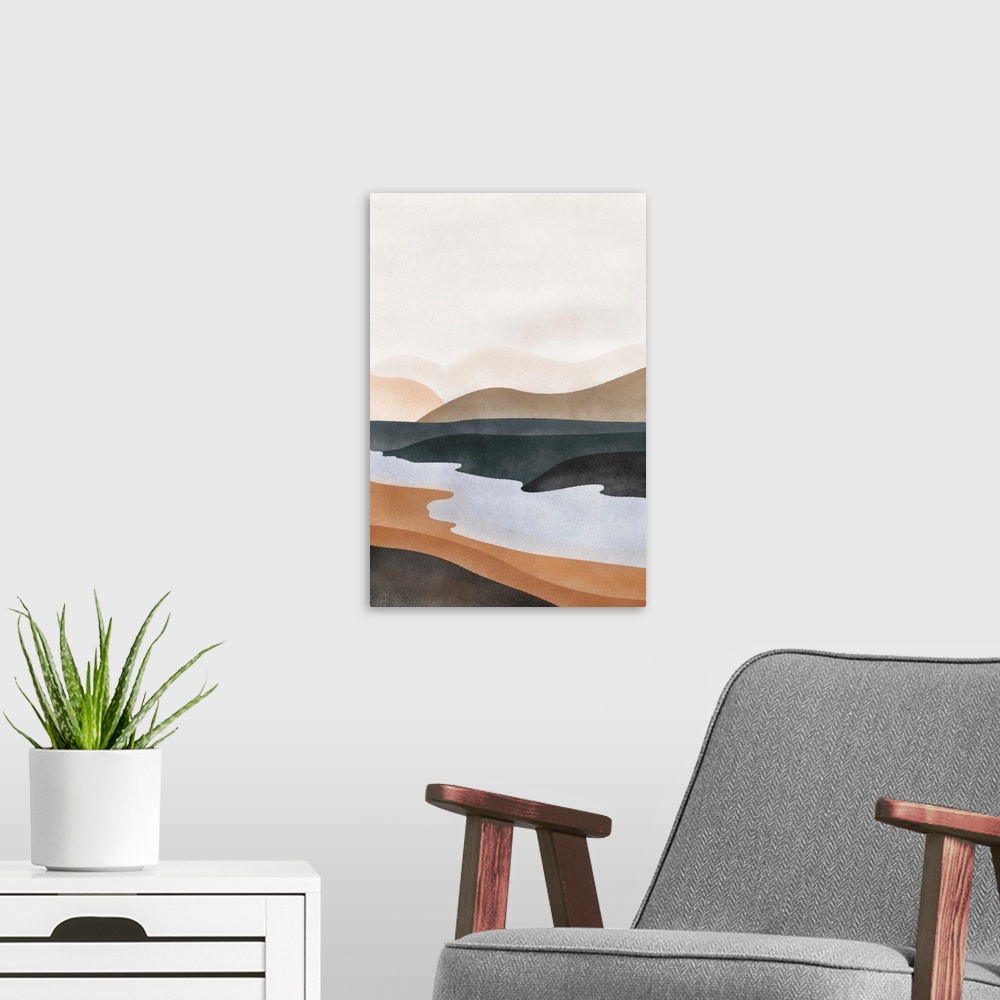 A modern room featuring Abstract River