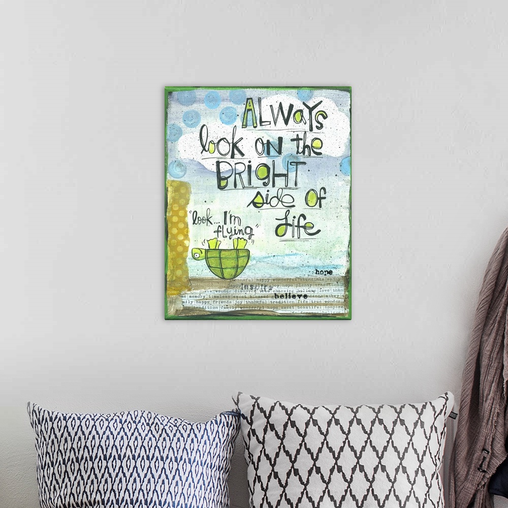 A bohemian room featuring Always Look on the Bright Side