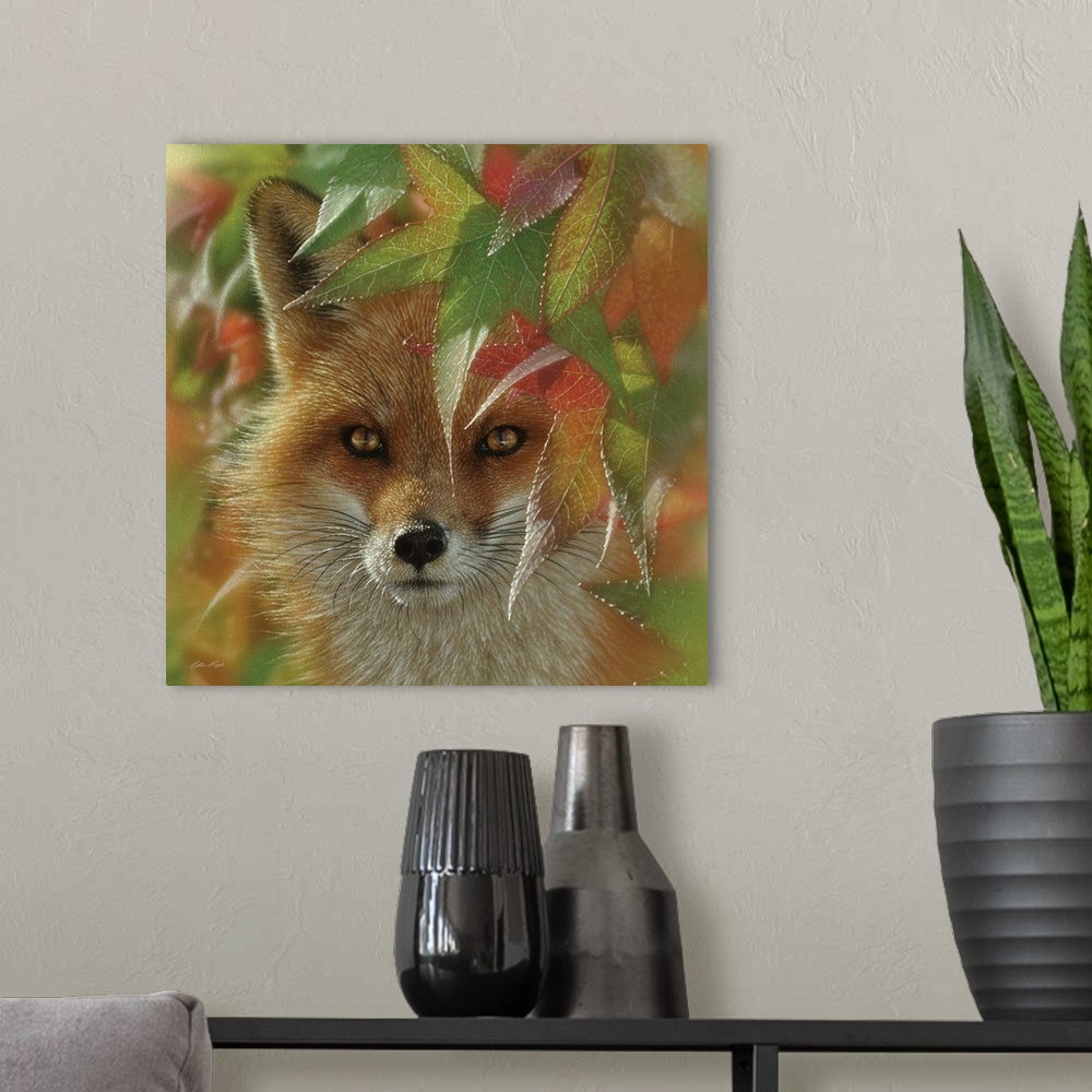 A modern room featuring Autumn Red Fox