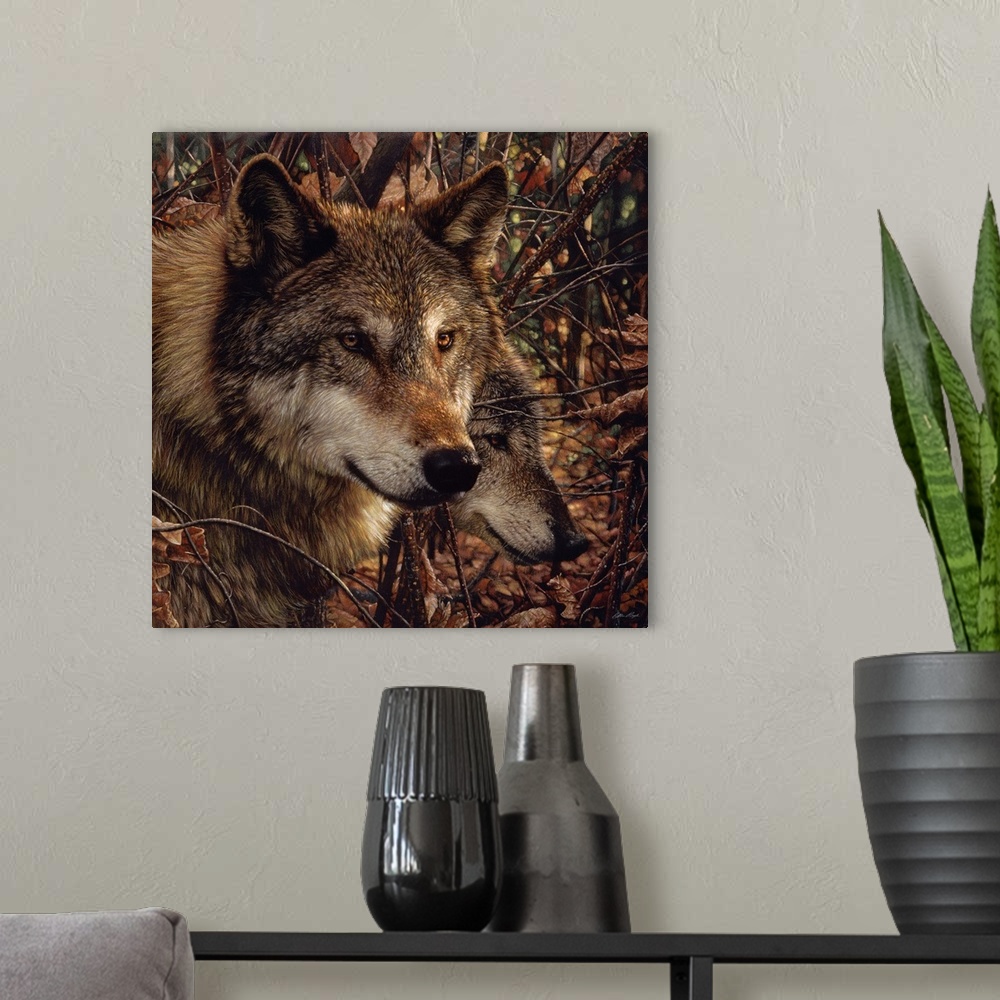 A modern room featuring Autumn Wolves