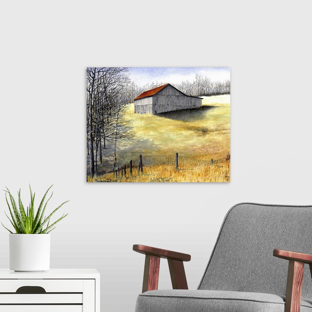 A modern room featuring barn, field, farm, farming, country