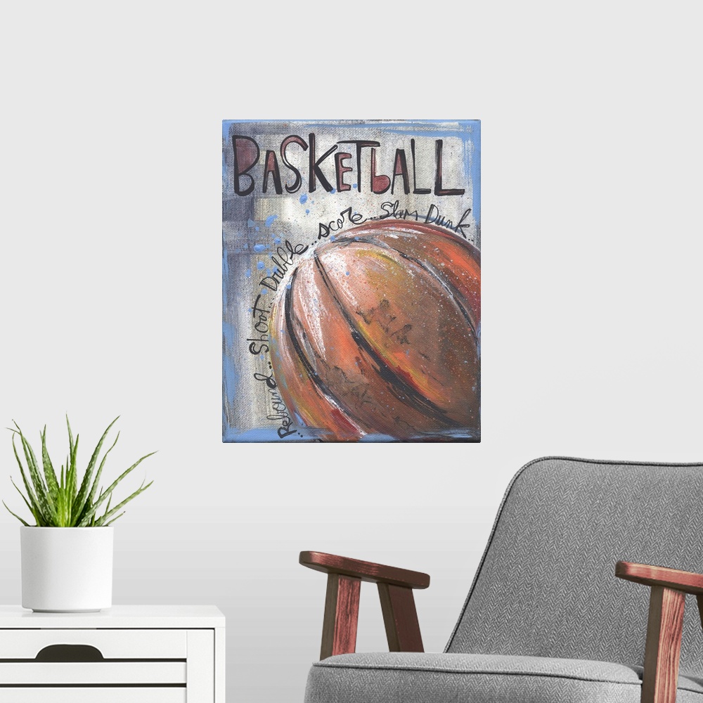 A modern room featuring Basketball