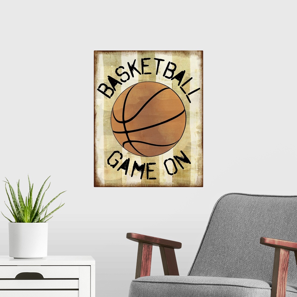 A modern room featuring Basketball Game On Graphic Art
