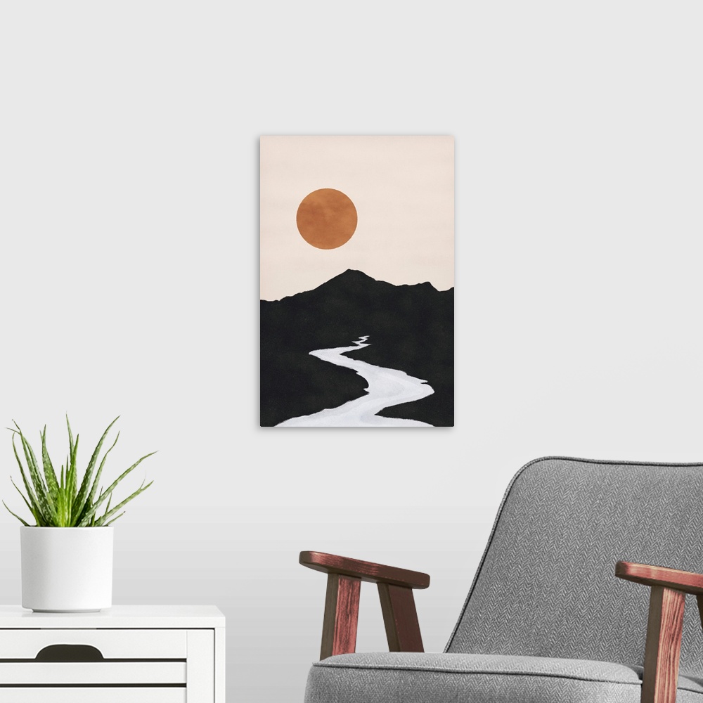 A modern room featuring Black Mountain Sunset