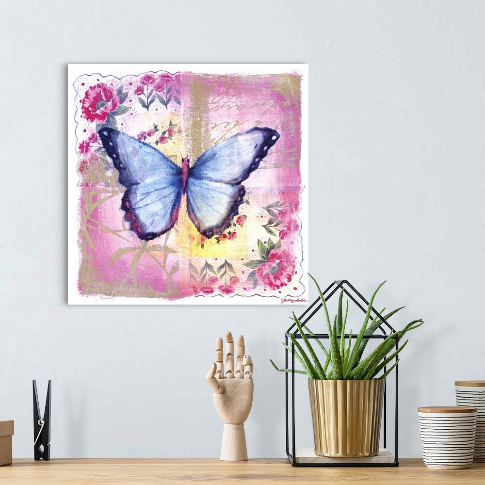 A bohemian room featuring Blue Butterfly Pink