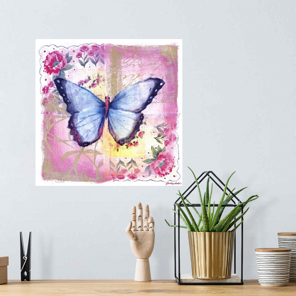A bohemian room featuring Blue Butterfly Pink
