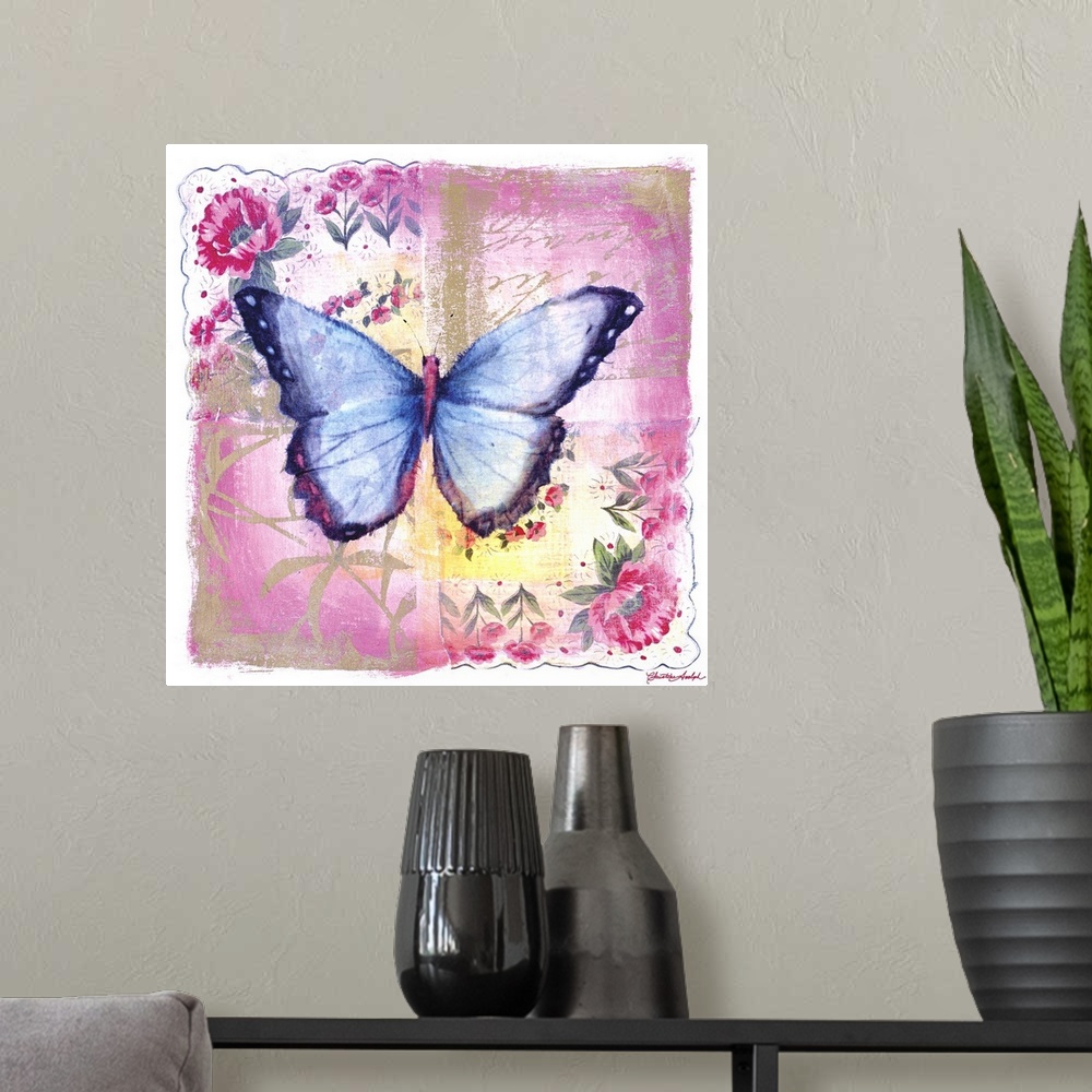 A modern room featuring Blue Butterfly Pink