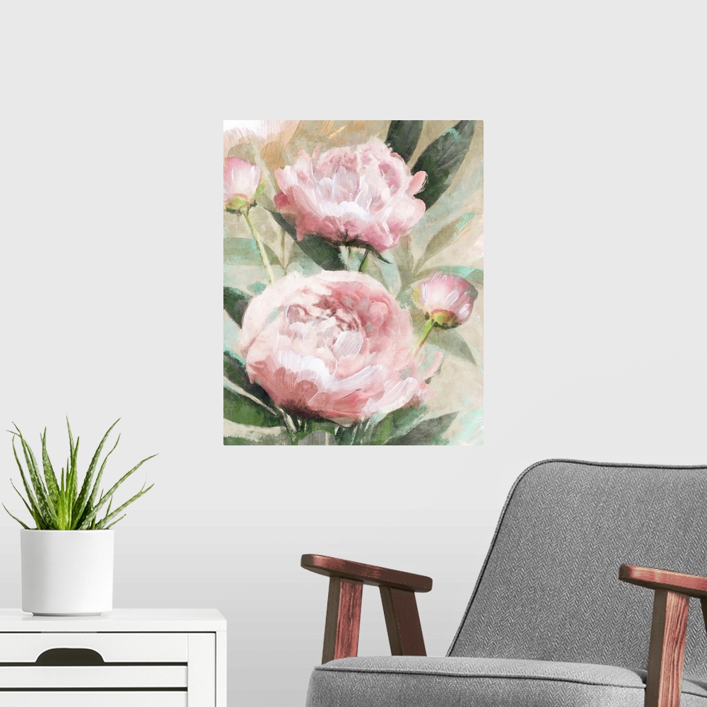 A modern room featuring Bountiful Peonies