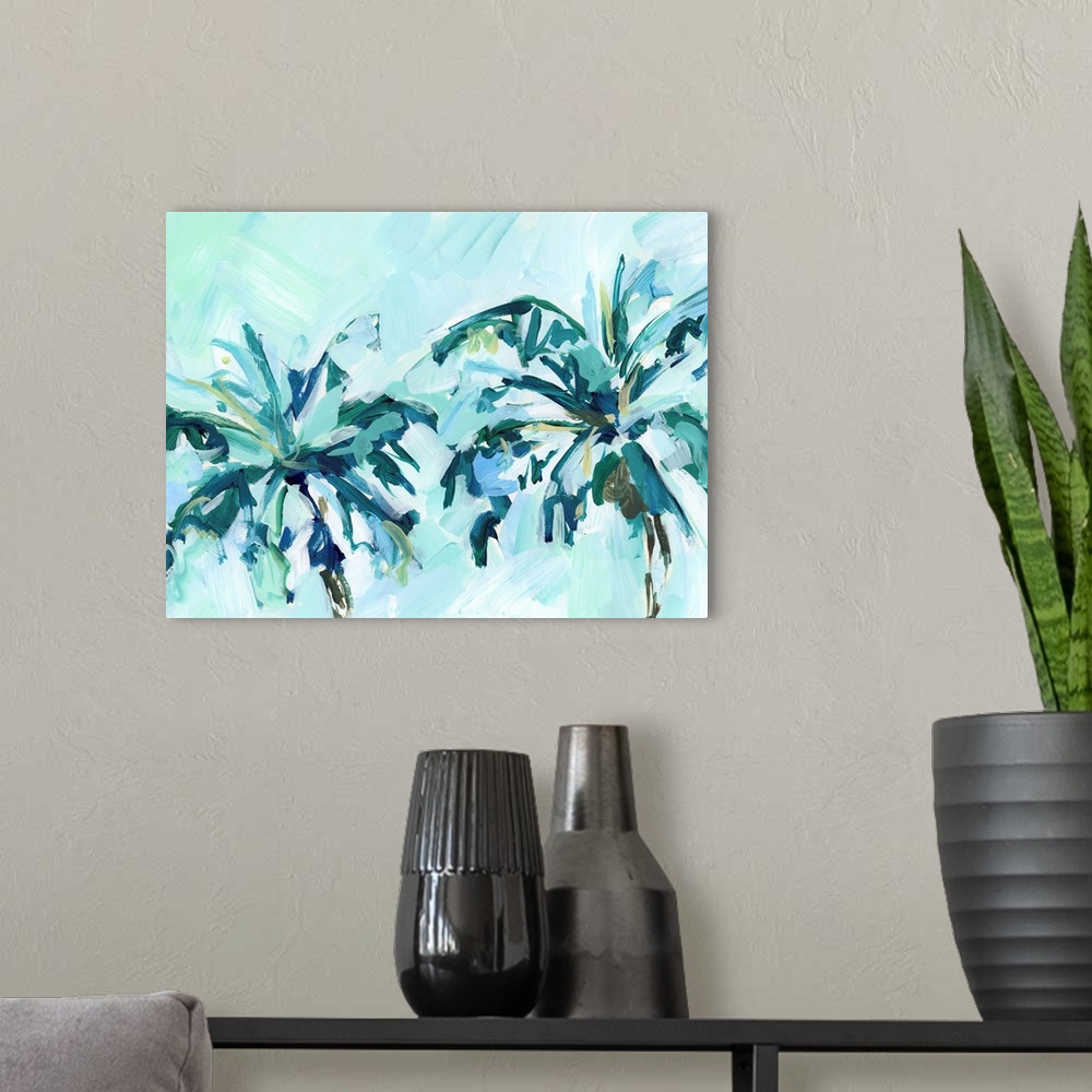 A modern room featuring Bright Palms 1