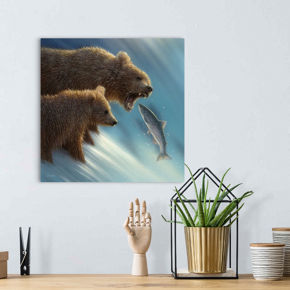A bohemian room featuring Brown Bears - Fishing Lesson